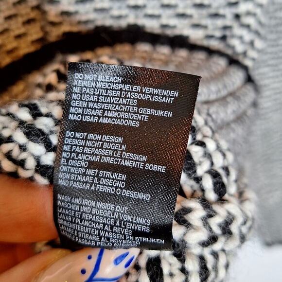 Leif Nelson Mens Sweater Jacket Large Removable Hood Full Zip Black White Collar - Picture 9 of 12